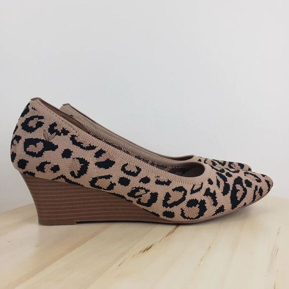 VIVAIA Wedge Shoes Size 40.5 Aria Pointed Toe Leopard Print Knit Casual Corpcore - Picture 7 of 16